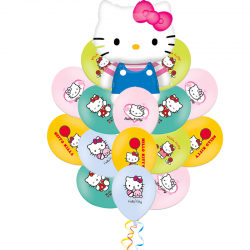 Букет «Котенок Китти с бантиком» из 17 шаров