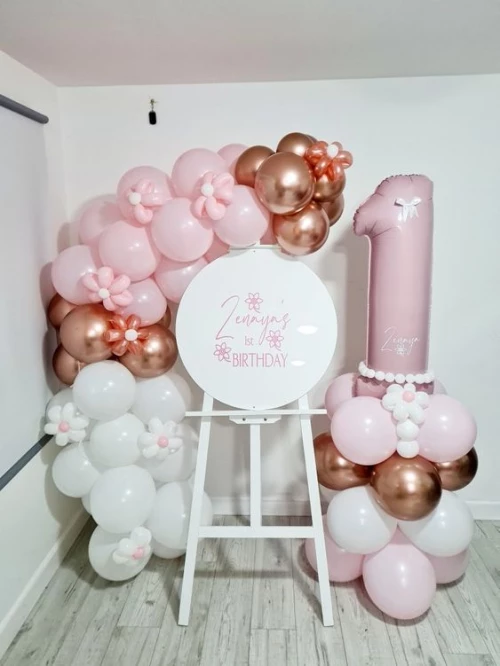 Фотозона из шаров Розовый сад