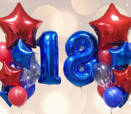 Фонтан из шаров красно-синий